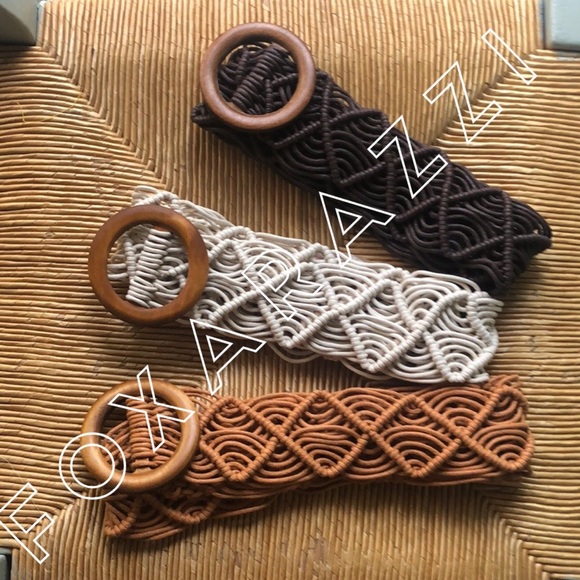 🆕Boho Macrame & Wood Adjustable Length Woven Belt - Picture 2 of 3